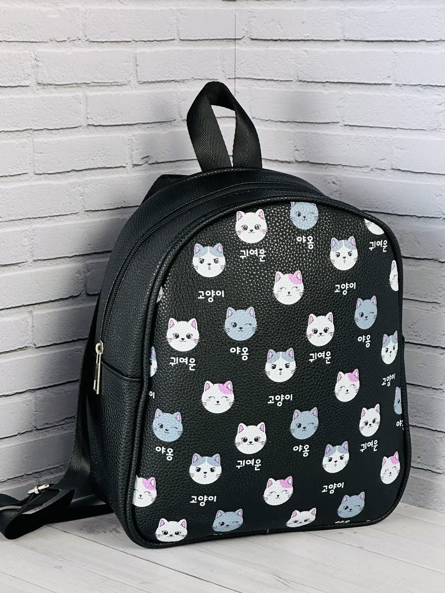 Рюкзачок из искусственной кожи Сумка Кошка Котик 27*23*10см