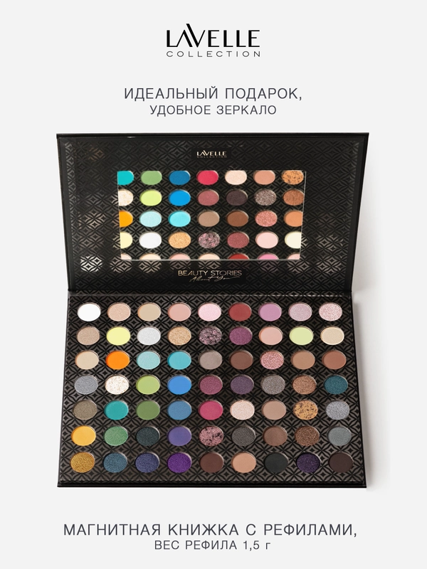 LavelleCollection Тени для век, палетка теней Beauty stories, 63 оттенка