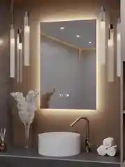 Зеркало Alias Квартал 70*50 с нейтральной LED-подсветкой и часами