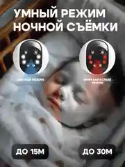Белый камера видеонаблюдения Wi-Fi с двумя объективами, видеоняня, с картой памяти