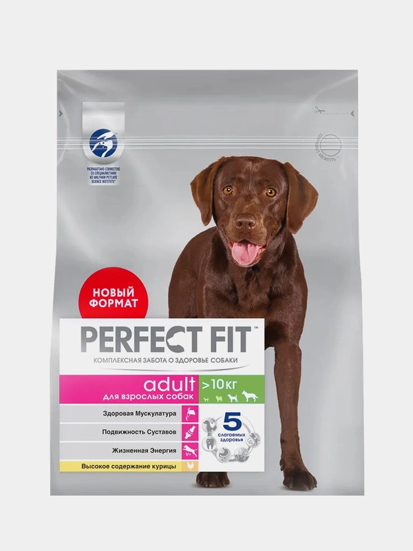 PERFECT FIT Корм для взрослых собак средних и крупных пород сухой с курицей 1,4кг