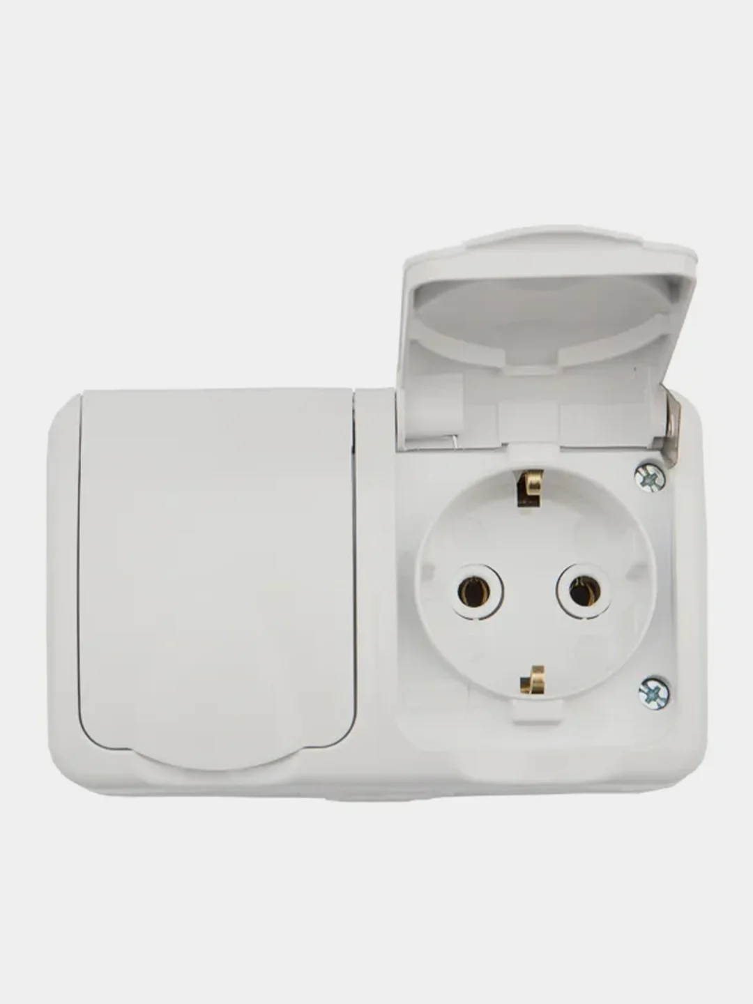 Блок горизонтальный 2 розетки KRANZ (керамика) Mini OG IP54 с заземлением, о/у, белый