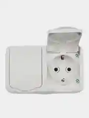 Блок горизонтальный 2 розетки KRANZ (керамика) Mini OG IP54 с заземлением, о/у, белый
