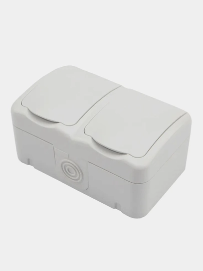 Блок горизонтальный 2 розетки KRANZ (керамика) Mini OG IP54 с заземлением, о/у, белый