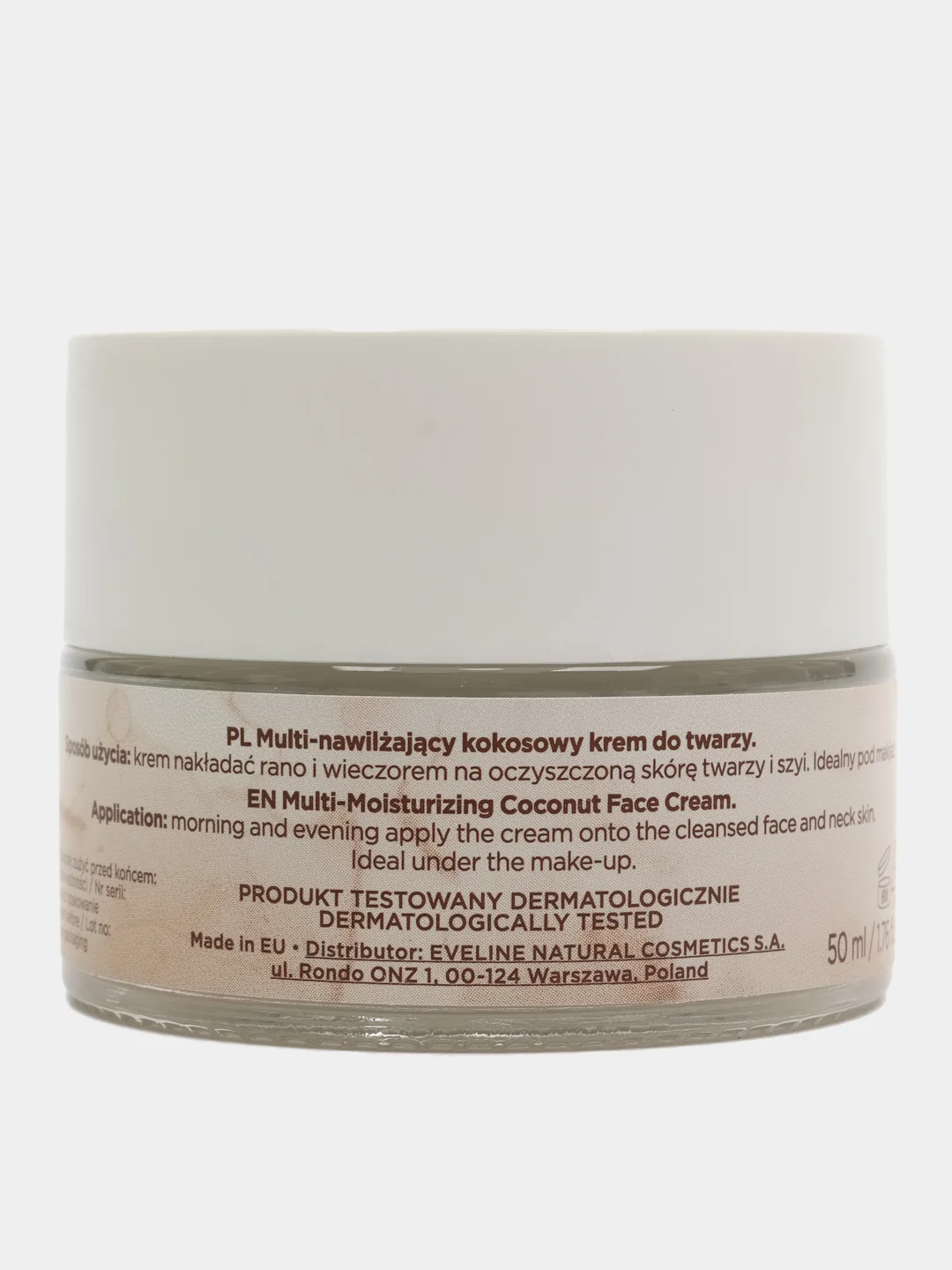 EVELINE Интенсивно увлажняющий кокосовый крем для лица, серии RICH COCONUT, 50мл