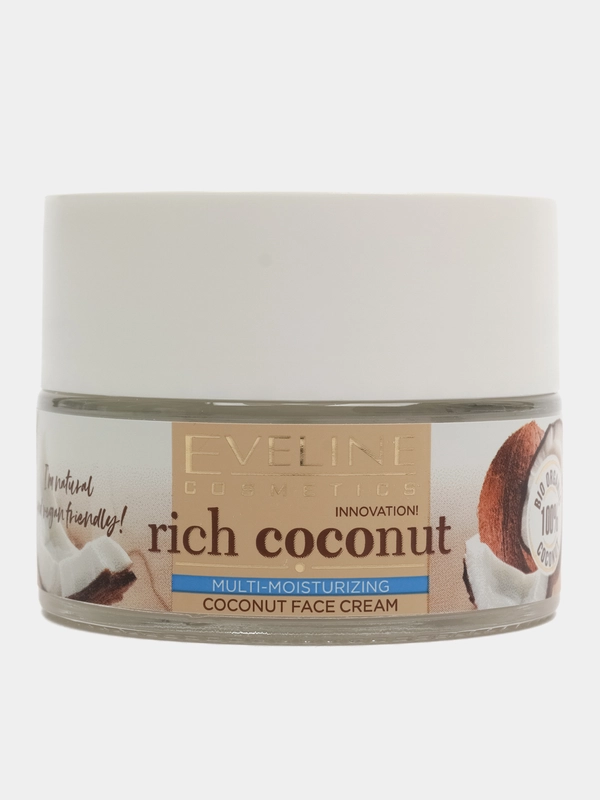 EVELINE Интенсивно увлажняющий кокосовый крем для лица, серии RICH COCONUT, 50мл