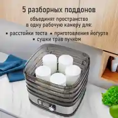 Серый сушилка для овощей и фруктов STINGRAY ST-FD728B 5 обычных поддонов, черный/темно-серый