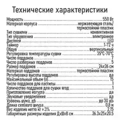 Серый сушилка для овощей и фруктов STINGRAY ST-FD728B 5 обычных поддонов, черный/темно-серый