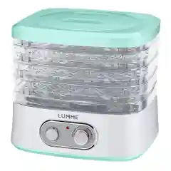 Сушилка для овощей и фруктов LUMME LU-FD1854A с вентилятором, 4 уровня, белый/ментол