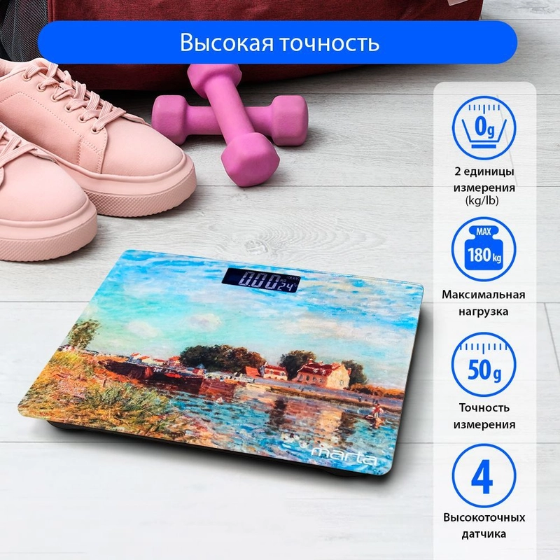 Весы напольные электронные со встроенным термометром MARTA MT-SC1690 канал в Сан Мамме