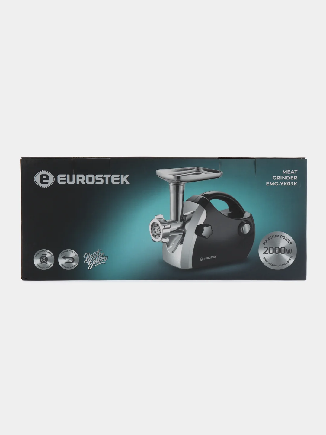 Черный мясорубка Eurostek EMG-YK03K 2000 Вт (черный) РеверсЗащита двигателя от перегрузки