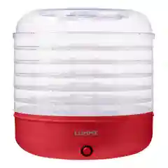 Белый сушилка для овощей и фруктов LUMME LFD-106 PP диаметр 32 см, 6 съемных поддонов 200 Ватт