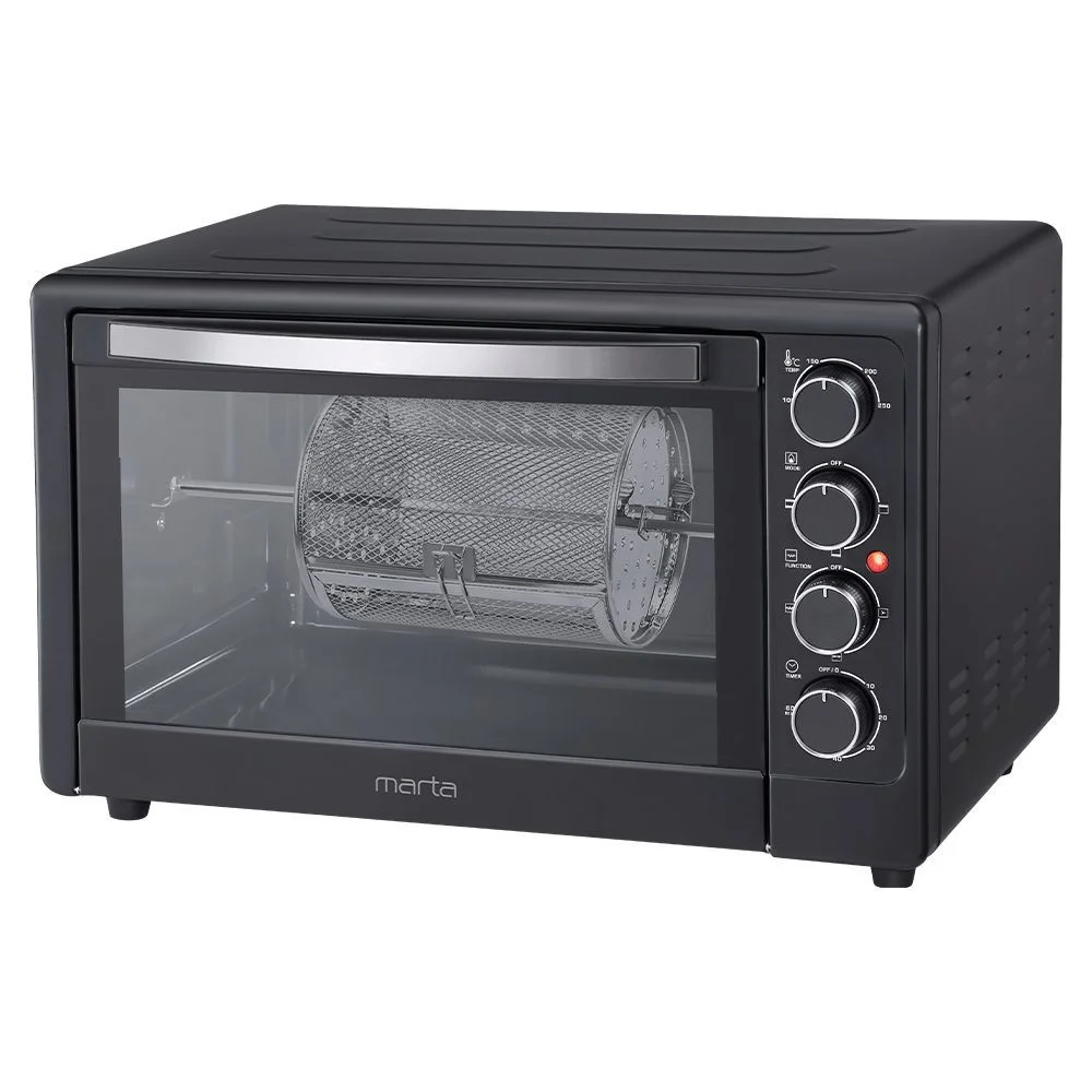 Черный духовой шкаф MARTA MT-EO4286B 2400Вт/ 50л/ аэрофритюрница/ шашлычница/ вертел