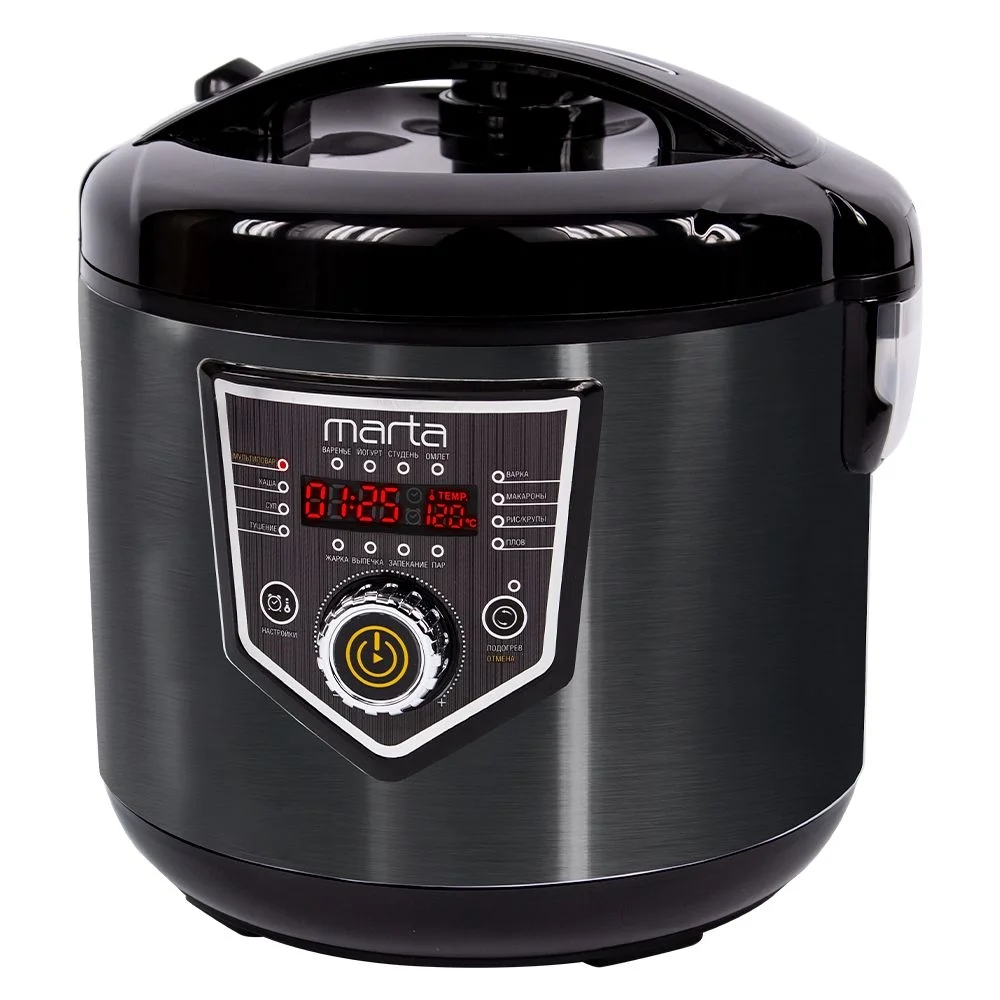 Черный мультиварка MARTA MT-MC4336B /1000W/ толстостенная чаша 5л/ черный/черный