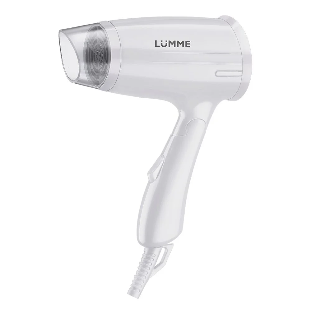 Белый фен LUMME LU-HD1063A MAX 1800W 2 режима работы, складная ручка / белый жемчуг