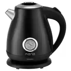 Черный чайник электрический MARTA MT-4646 металлический/ 2200W/ Объем-1,8л/ черный