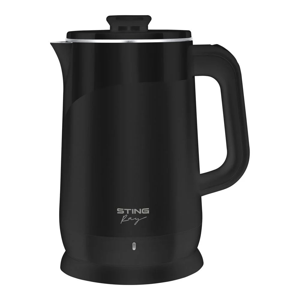 Черный чайник электрический STINGRAY ST-KT3009A металлический, двойные стенки /эффект термоса, 2л