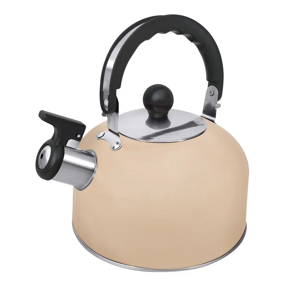 Серый металлик чайник со свистком HOME ELEMENT HE-WK1603B, бежевый матовый