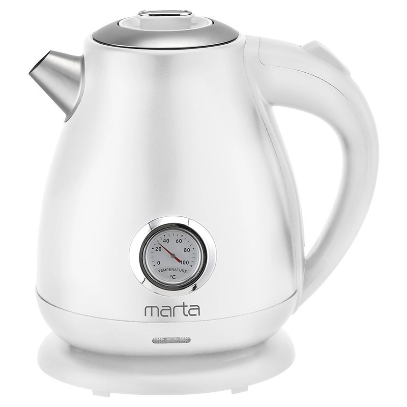 Чайник электрический MARTA MT-4646 металлический/ 2200W/ Объем-1,8л/ белый