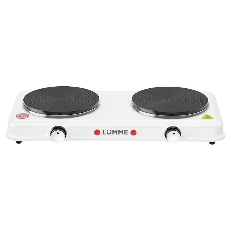 Электрическая плитка LUMME LU-HP3706A 2400W, 2 конфорки - чугун, диаметр - 15,5 см., белый