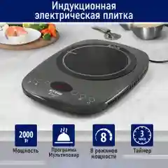 Серый электрическая индукционная безимпульсная плитка STINGRAY ST-HP3501A черный