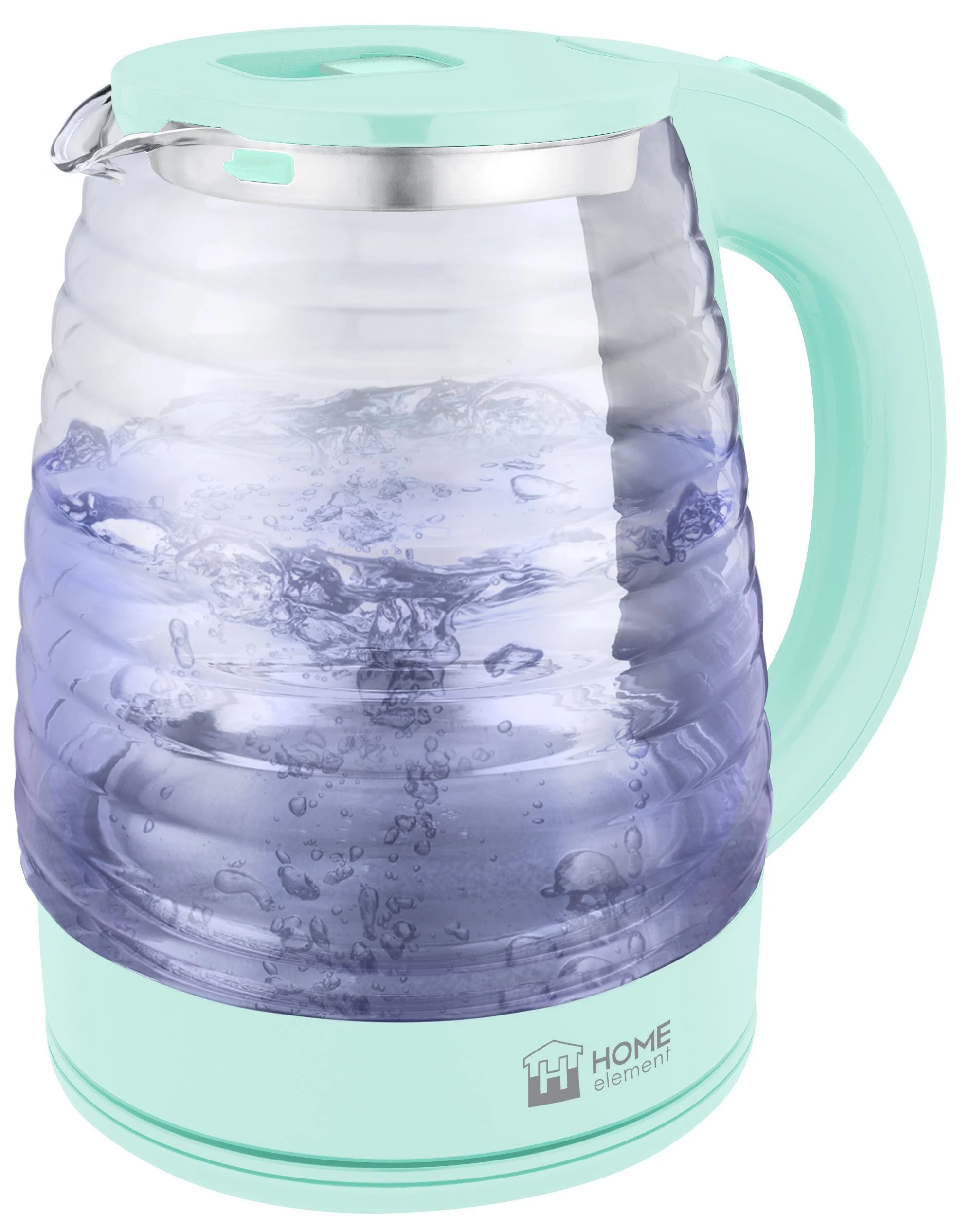 Бирюзовый чайник электрический HOME ELEMENT HE-KT2307 стеклянный с подсветкой/ электрочайник 2л