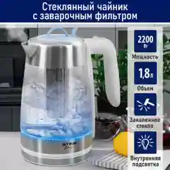 Электрический чайник STINGRAY ST-KT3006A белый/голубой