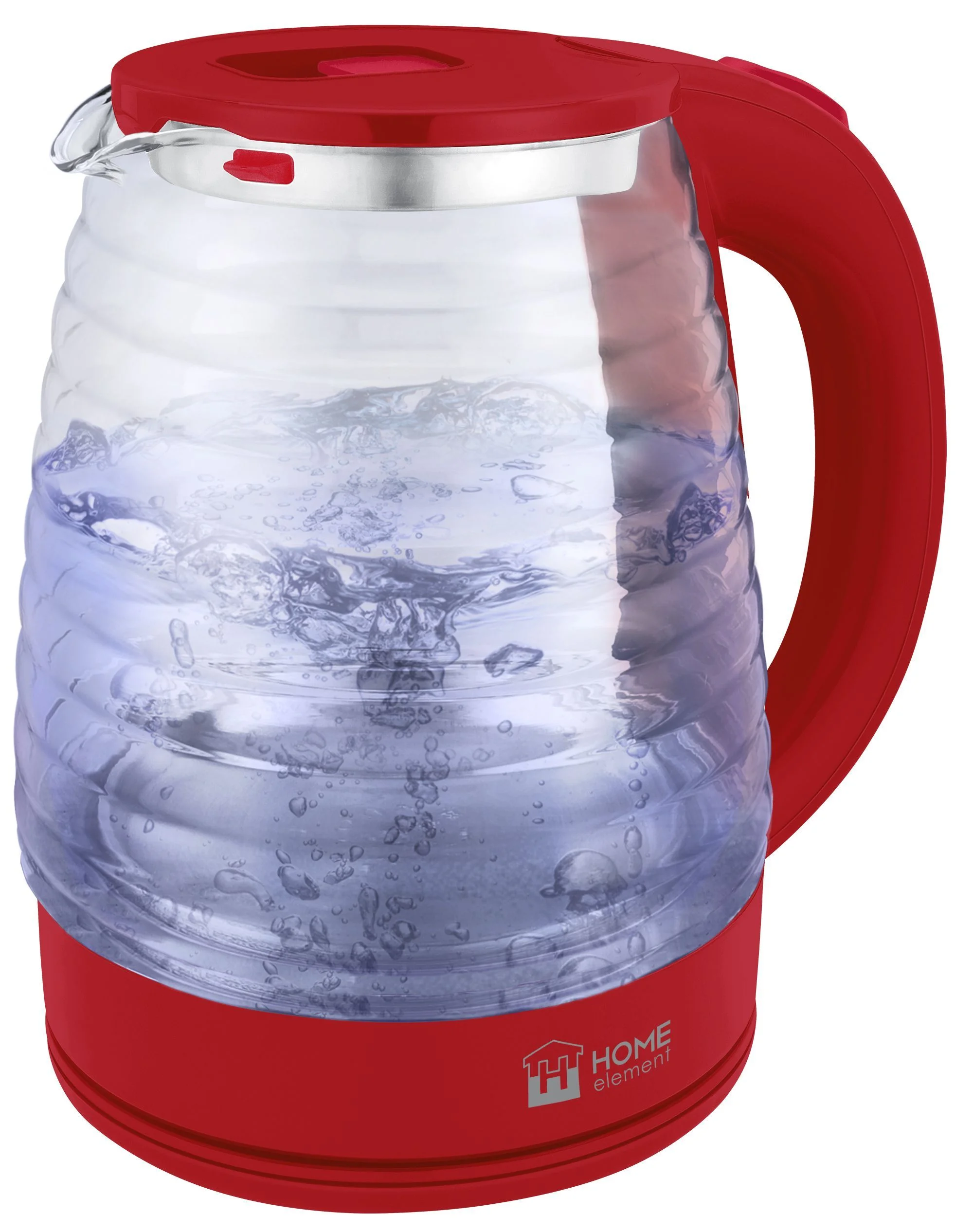 Красный чайник электрический HOME ELEMENT HE-KT2307 стеклянный с подсветкой/ электрочайник 2л