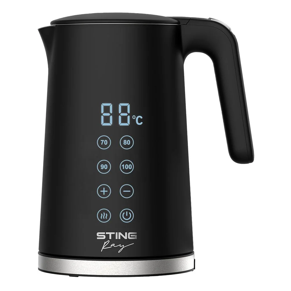 Черный чайник электрический STINGRAY ST-KT3016A ручной выбор температуры, автоподогрев, черный