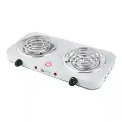 Серый металлик плитка электрическая настольная HOME ELEMENT HE-HP720B, 2 конфорки, d14, белый
