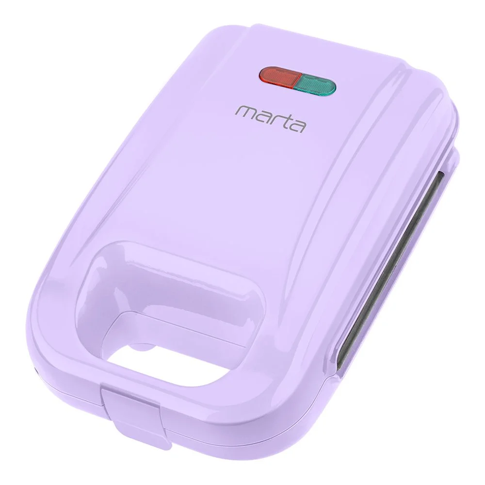 Розовый мультипекарь 9 в 1 MARTA MT-SM1738C, 9 съемных панелей для выпечки, лиловый аметист