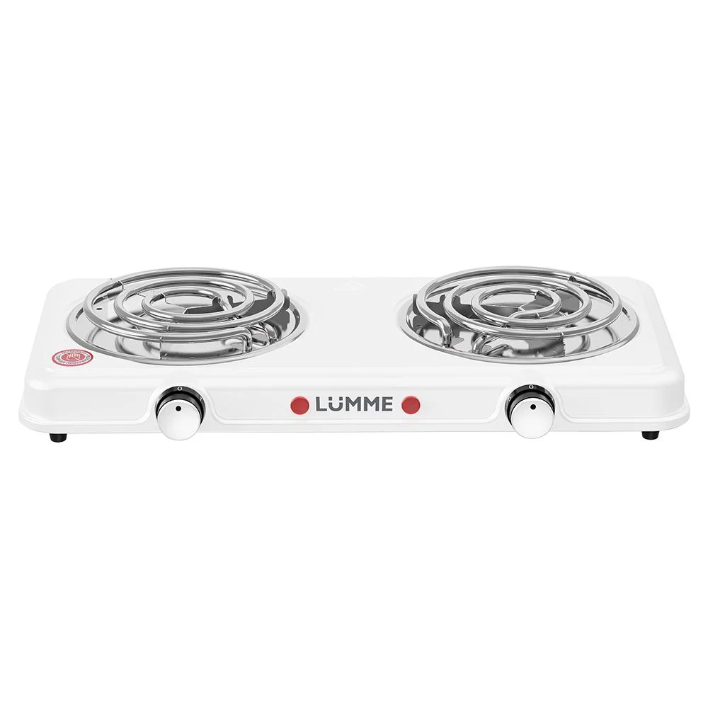 Белый электрическая плитка LUMME LU-HP3705A 2400W, 2 конфорки - спираль, диаметр - 13 см, белый