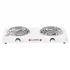 Белый электрическая плитка LUMME LU-HP3705A 2400W, 2 конфорки - спираль, диаметр - 13 см, белый
