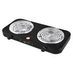 Серый металлик плитка электрическая настольная HOME ELEMENT HE-HP721B, 2 конфорки, d14, черный