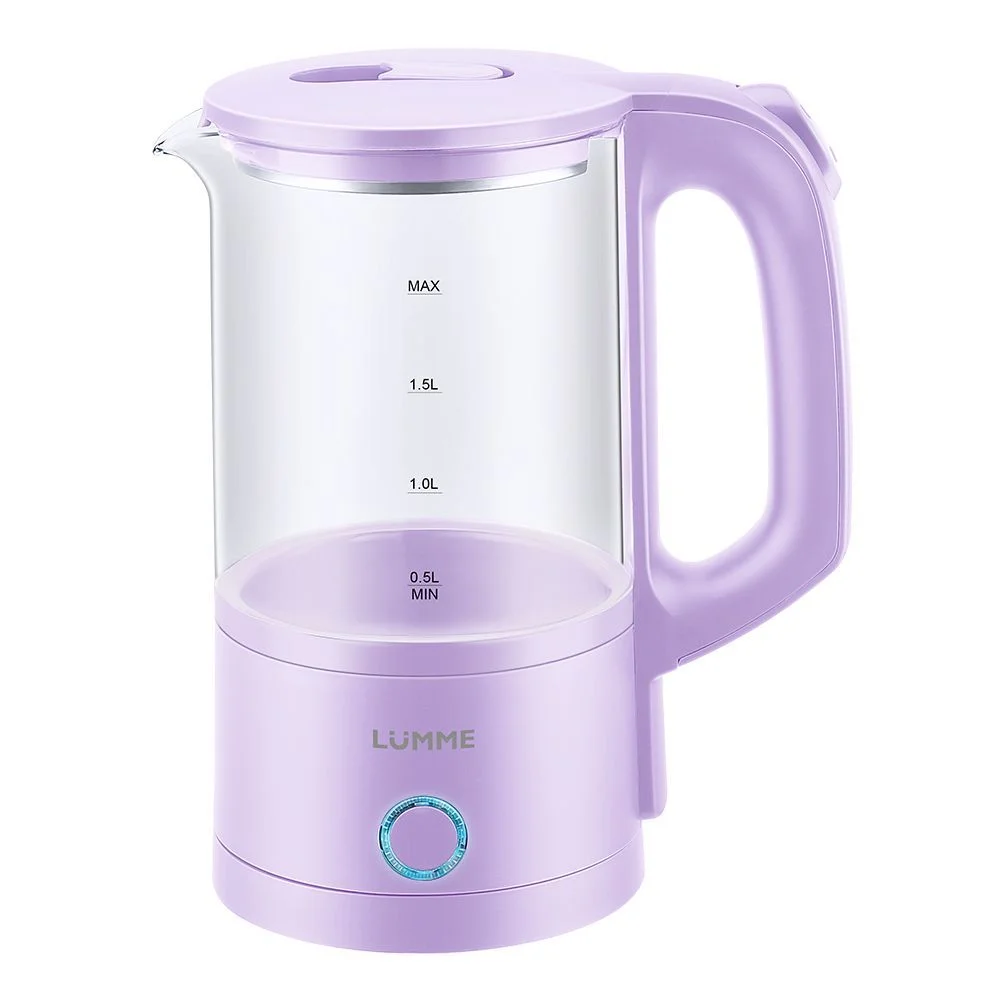 Розовый чайник электрический стеклянный LUMME LU-4105 /1800W/ 1,8л/ лиловый аметист