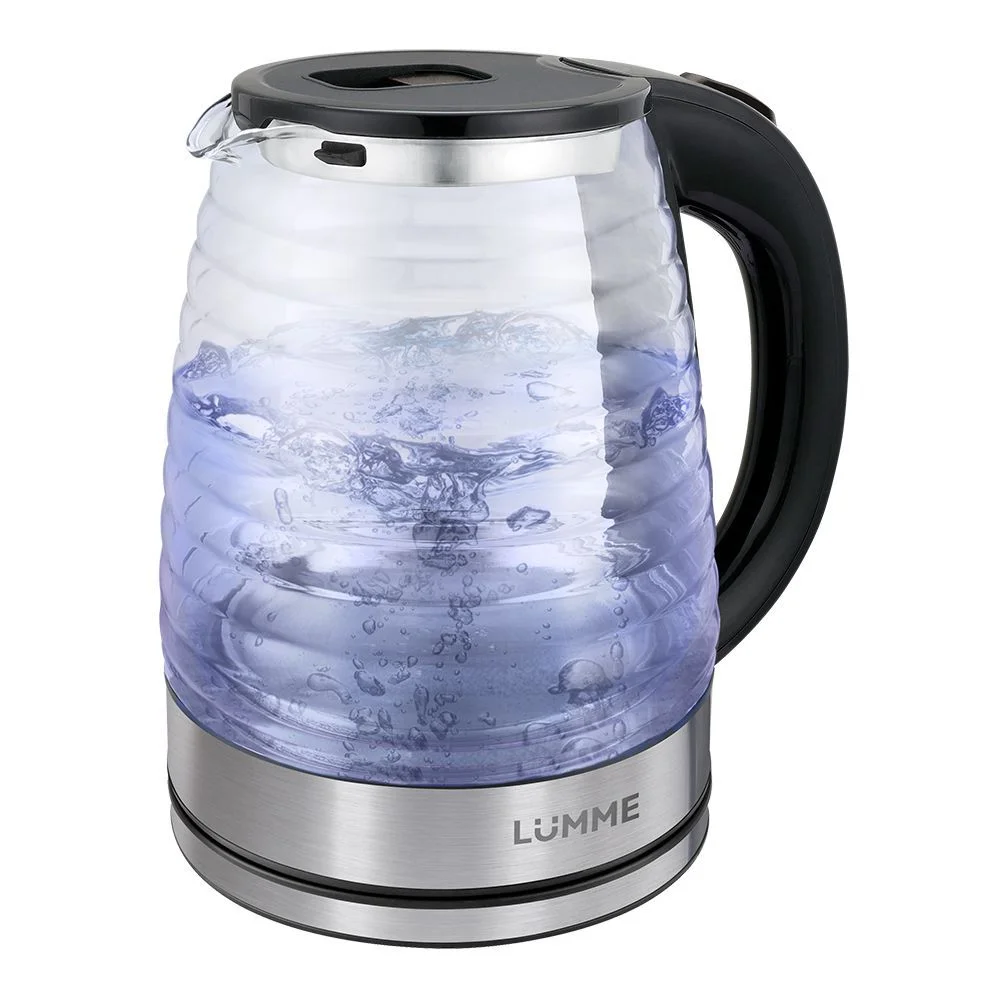 Черный чайник электрический LUMME LU-4101/ 1800W/ 2,0л/ стеклянный/ черный жемчуг
