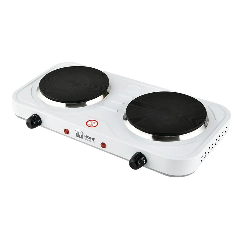 Плитка электрическая настольная HOME ELEMENT HE-HP720A , 2 конфорки - чугун, d15, белый
