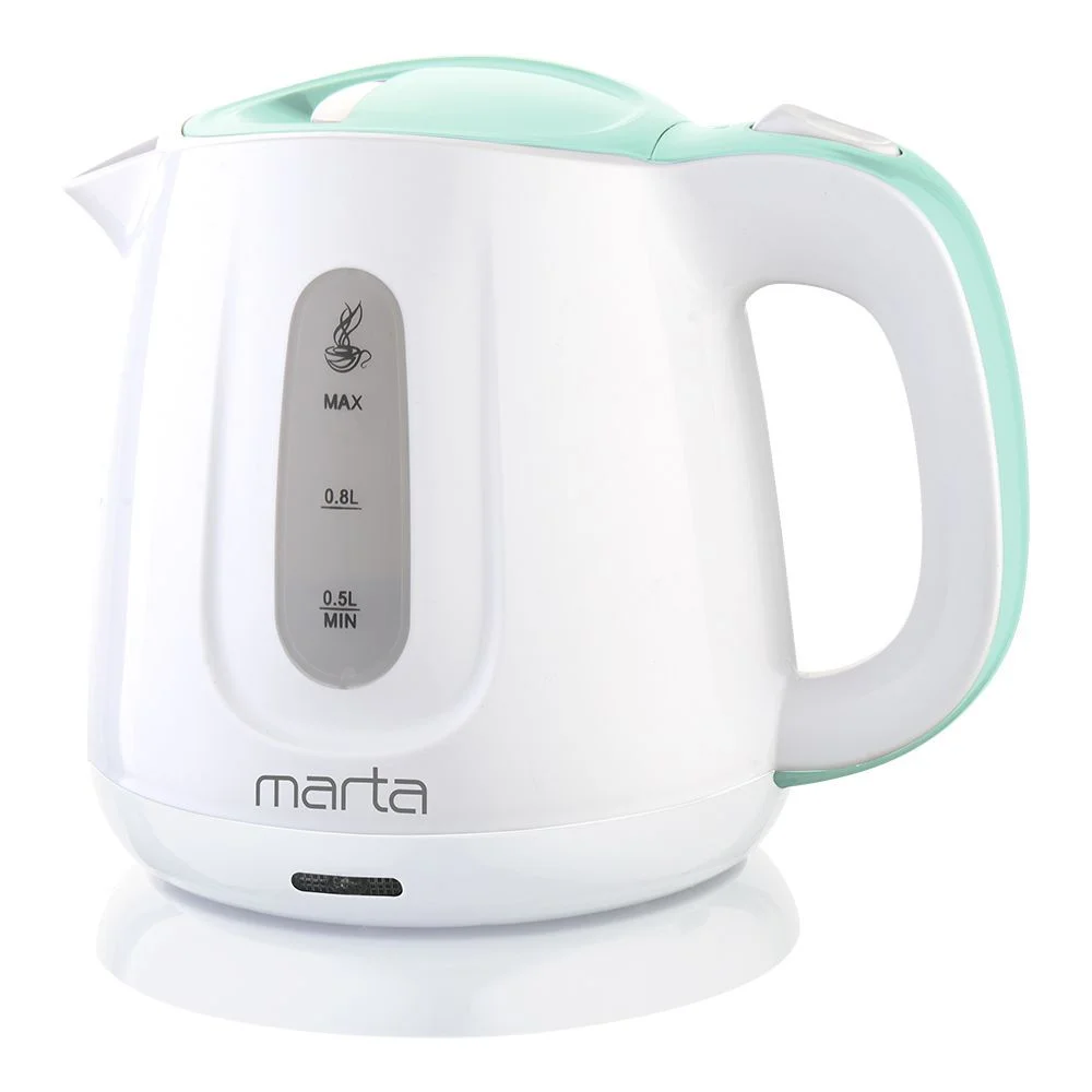 Белый электрический чайник MARTA MT-4636 /1300W/ Объем-1,2л/ белый-ментол