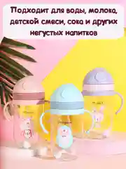 Бирюзовый бутылка детская, бутылочка детская с трубочкой, поильник непроливайка, 250 и 350 мл