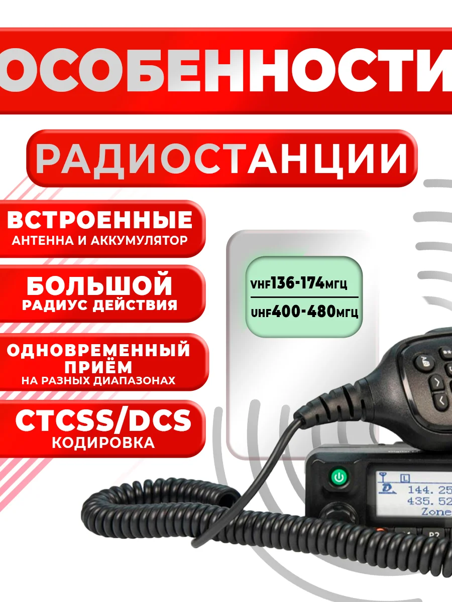 Рация TYT MD-9600, черная, автомобильная радиостанция с радиусом 30 км, UHF VHF IP67
