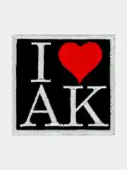 Черный нашивка шеврон на одежду I LOVE AK, на липучке