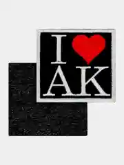 Черный нашивка шеврон на одежду I LOVE AK, на липучке