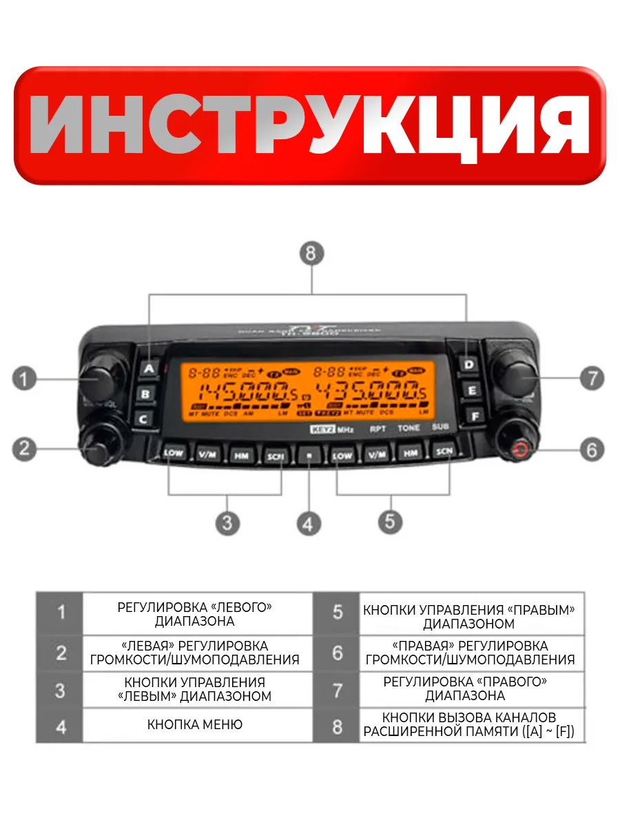 Рация TYT TH-9800 Черная / Автомобильная радиостанция с радиусом 50 км / UHF VHF