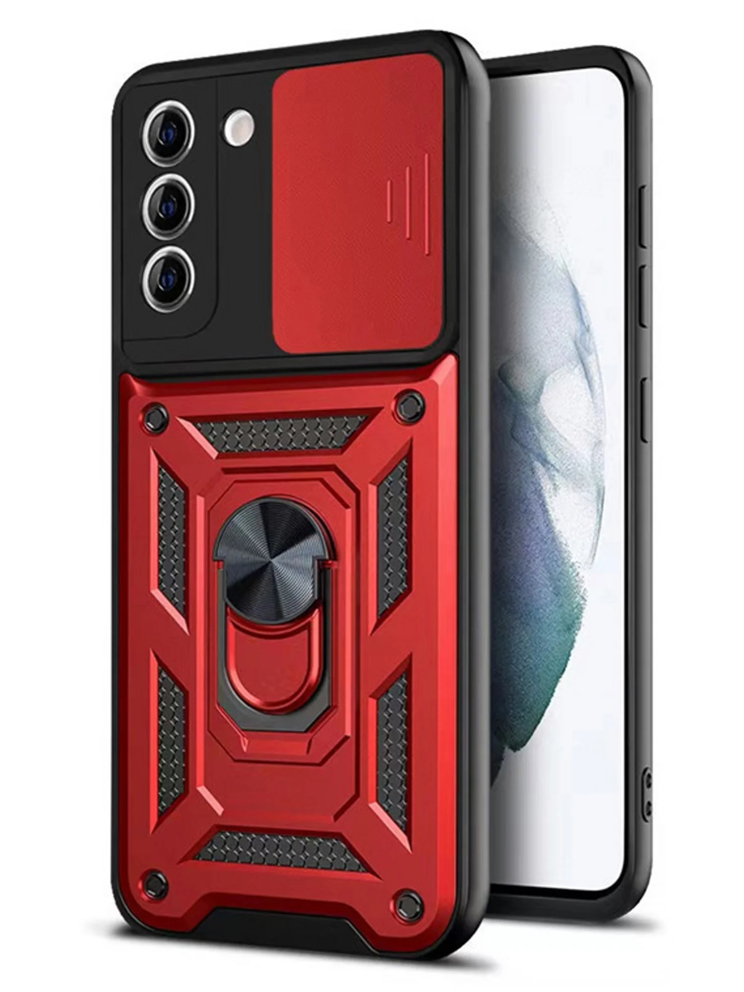 Красный чехол противоударный armors для Samsung S21 FE / Самсунг S21 ФЕ с защитой камеры
