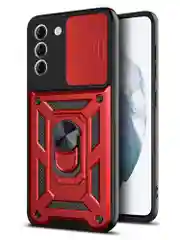 Красный чехол противоударный armors для Samsung S21 FE / Самсунг S21 ФЕ с защитой камеры