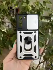 Серебряный чехол противоударный armors для Samsung S21 FE / Самсунг S21 ФЕ с защитой камеры