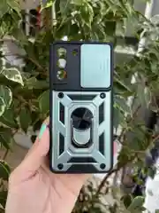 Зеленый чехол противоударный armors для Samsung S21 FE / Самсунг S21 ФЕ с защитой камеры