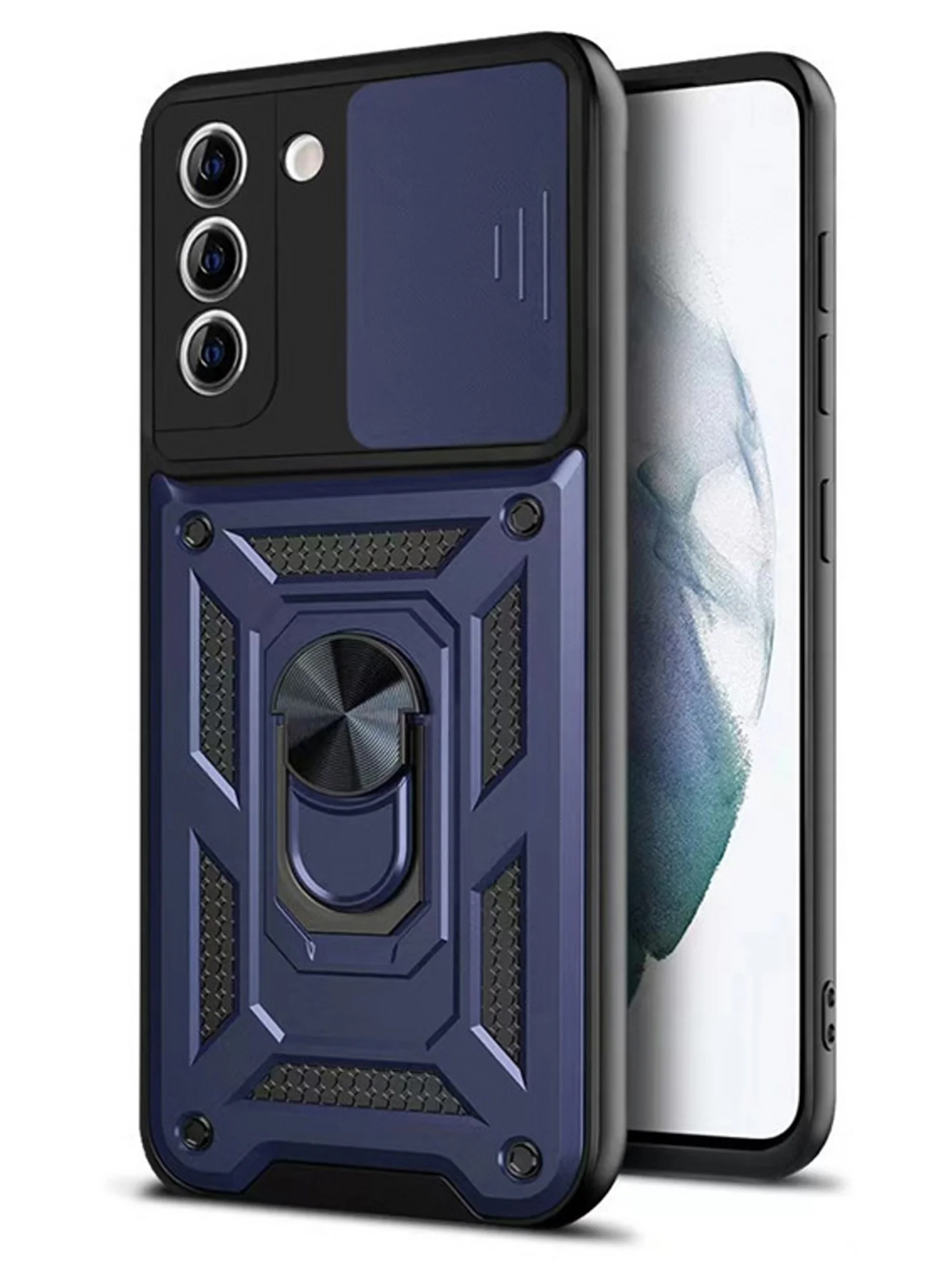 Темно-синий чехол противоударный armors для Samsung S21 FE / Самсунг S21 ФЕ с защитой камеры