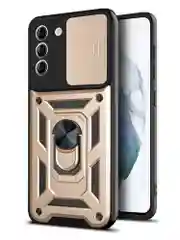 Золотой чехол противоударный armors для Samsung S21 FE / Самсунг S21 ФЕ с защитой камеры