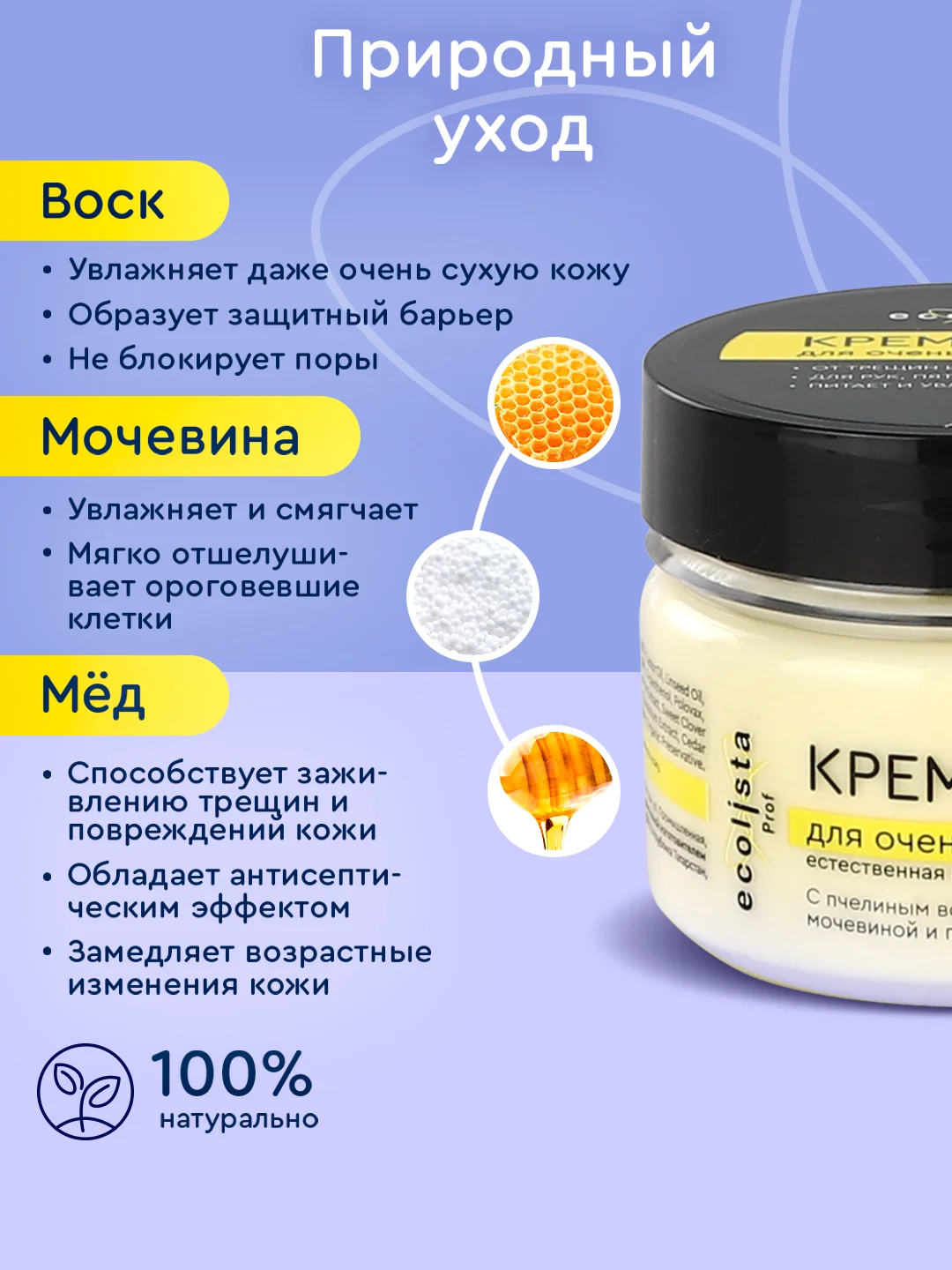 Крем воск от трещин и шелушений, для сухой кожи рук и ног, 100 мл